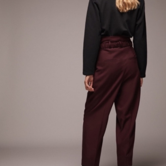 Zara Burgundy High Waist Paperbag Pants - Picture 6 of 6